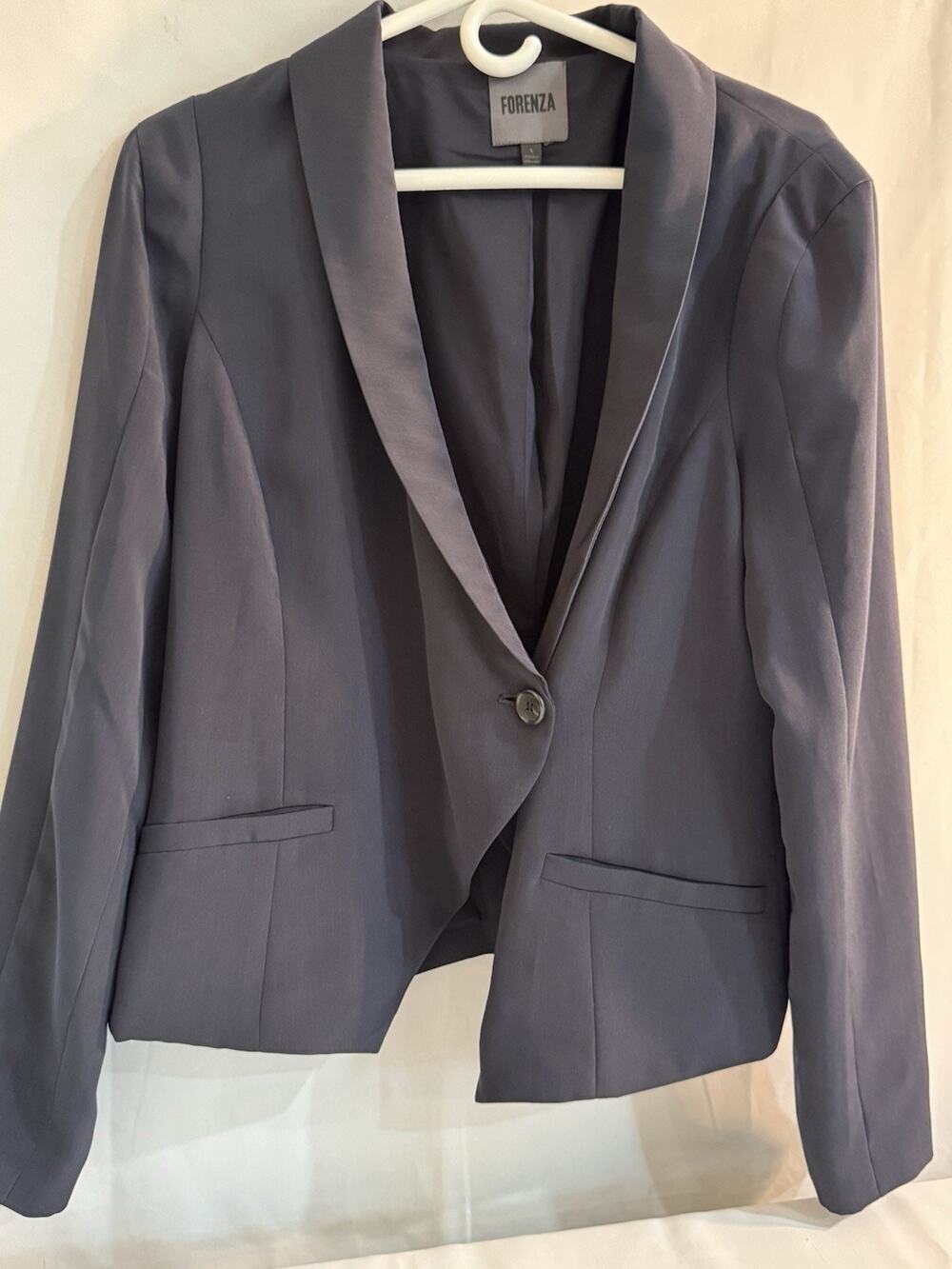 Forenza Women’s Vintage Navy One Button Blazer Jacket L 0019 Workwear